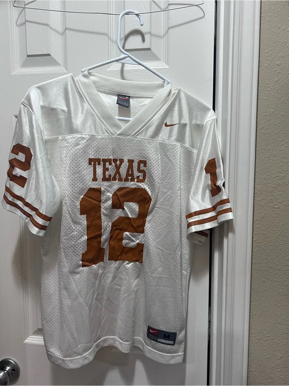 Nike White and Burnt Orange Texas #12 Football Jersey
